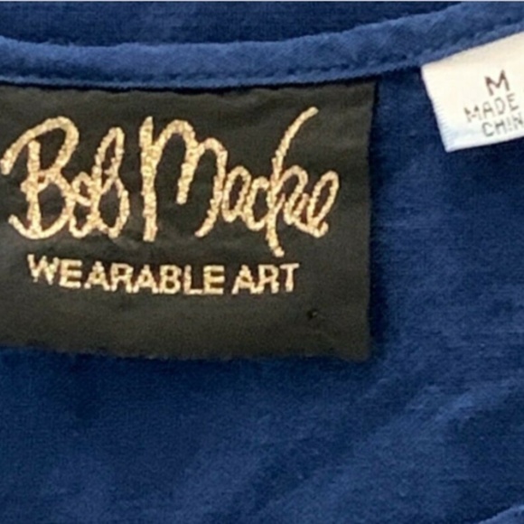 VTG Bob Mackie Wearable Art M Linen Blend Twinset Embroidery Cutouts Blue #235H - Picture 7 of 8